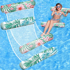 Pool Floats - 2 Pack Inflatable Pool Floats Rafts Pool Floats Adult Size 4-in-1 Floats for Swimming Pool Thick PVC Pool Float Lounger Water Hammock