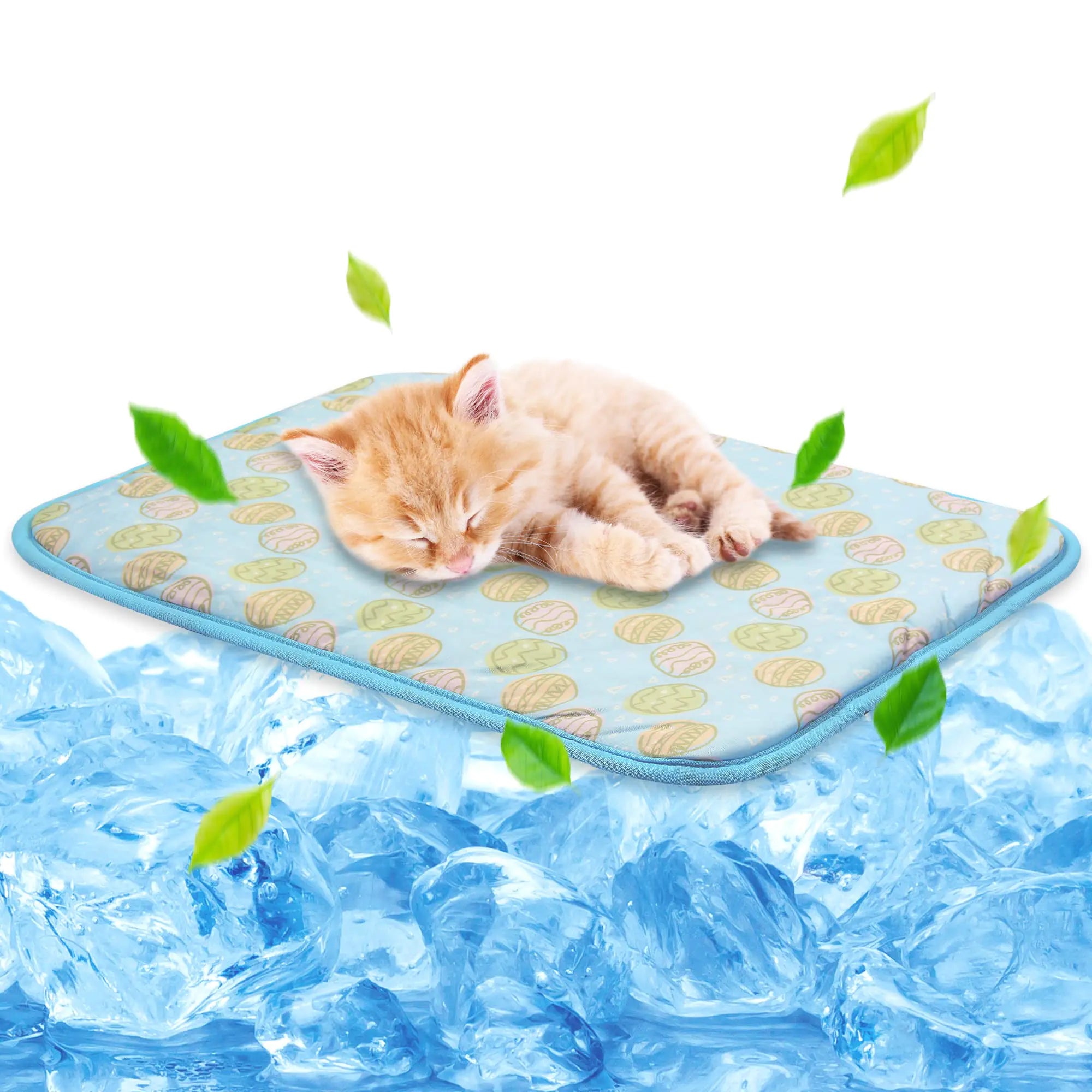 NWK Pet Cooling Mat -20’’ X 16’’ Ice Silk Cooling Mat for Dogs & Cats Portable & Washable Pet Cooling Blanket Car Seats Beds for Summer (Blue Toy Small)