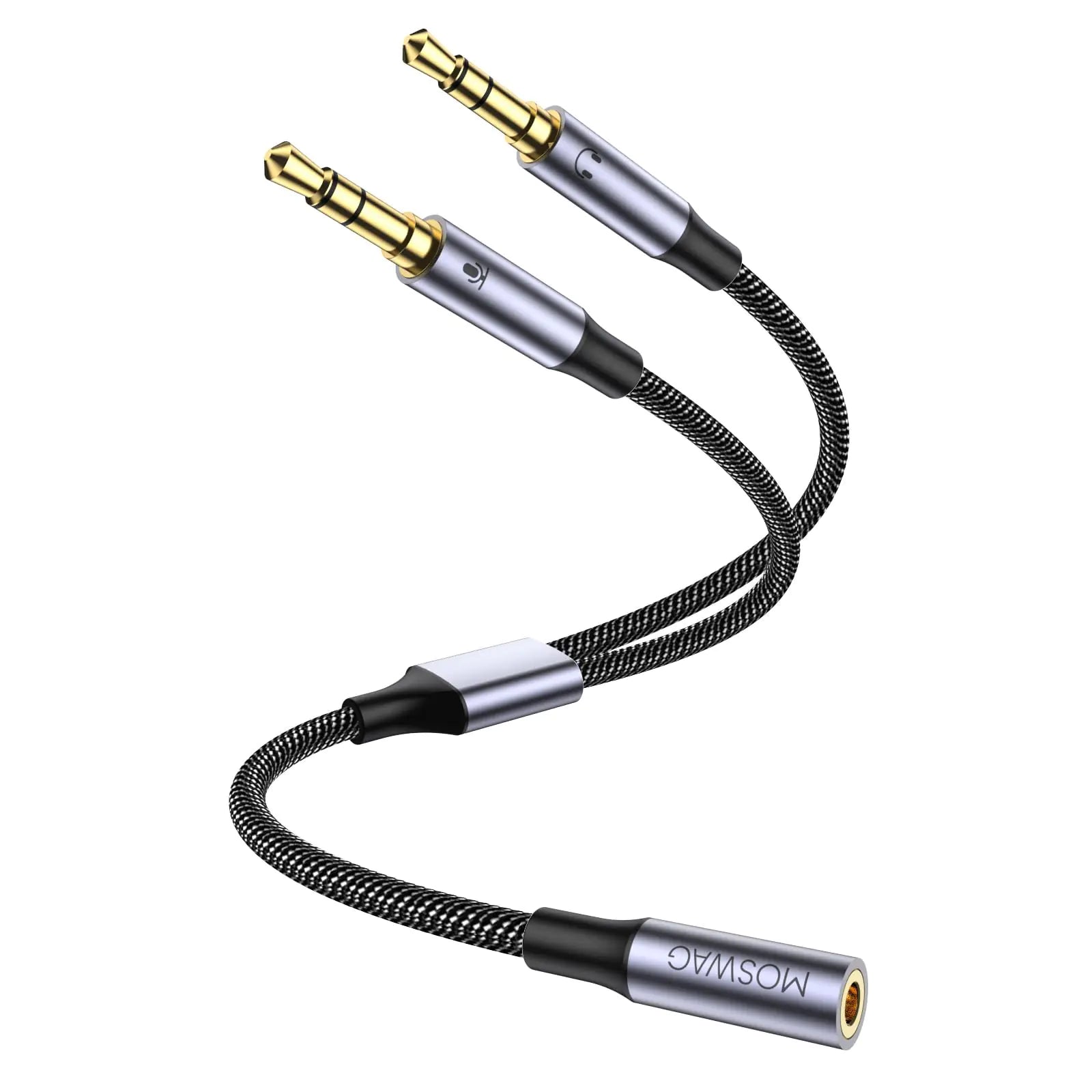 MOSWAG Headset and Microphone Splitter Cable for Computer