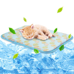NWK Pet Cooling Mat -20’’ X 16’’ Ice Silk Cooling Mat for Dogs & Cats Portable & Washable Pet Cooling Blanket Car Seats Beds for Summer (Blue Toy Small)