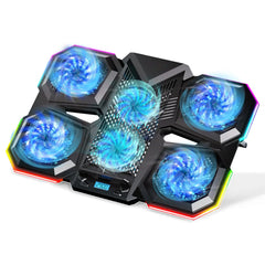 Allchn laptop cooling pad with 6 silent cooling fans, RGB lighting, 7 adjustable heights, dual USB ports, for 12 to 17.3 inch gaming laptops
