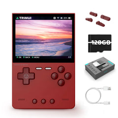 Trimui Brick retro game console with 3.2-inch screen, 128GB card, and 3000mAh battery