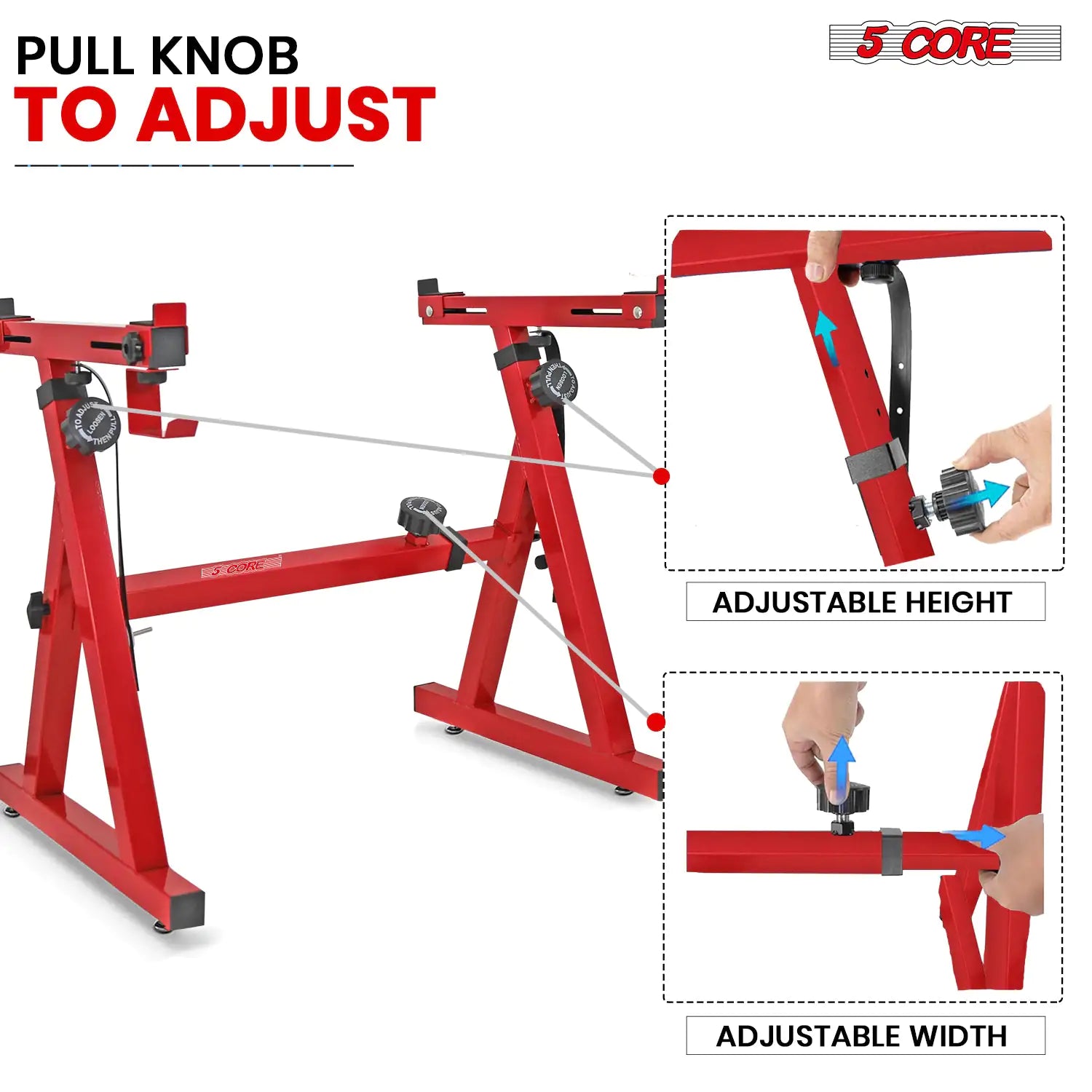 5Core Keyboard Stand Z Style Heavy Duty Sturdy Piano Riser Height Adjustable Holder RED