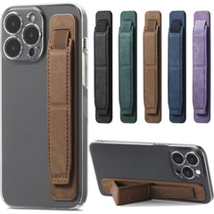 Ephoou Phone Strap Grip Cell Phone Holder Wrist Band Telescopic Phone Finger Strap Stand Phone Case Accessories Universal Finger Kickstand for Most Smartphone (Brown)