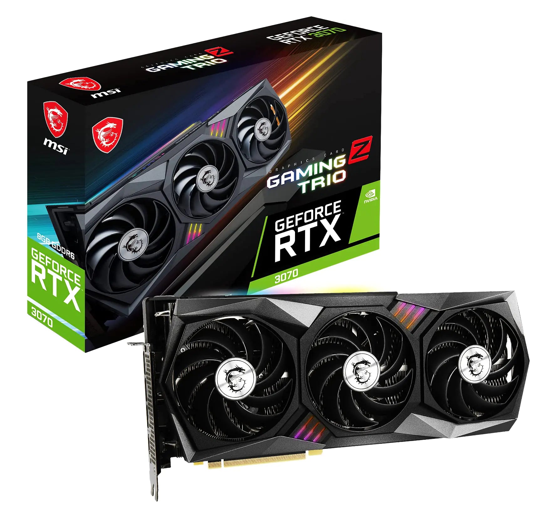 MSI RTX 3070 8GB GPU with RGB, Torx fan, and Ampere architecture for PC gaming
