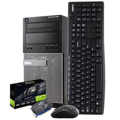 "Renewed Dell Gaming PC with 16GB RAM, 500GB SSD, Nvidia GT 1030 graphics, WiFi, HDMI, and Windows 10