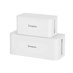 Chargeworx cable management box set to hide power strips and organize cables at home or office