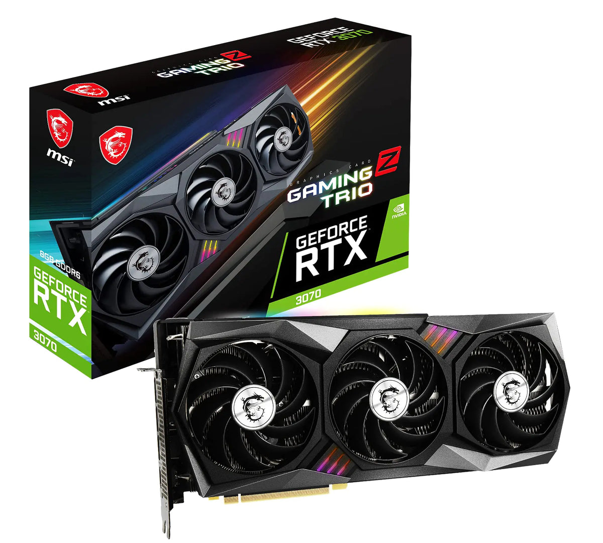 MSI RTX 3070 8GB GPU with RGB, Torx fan, and Ampere architecture for PC gaming
